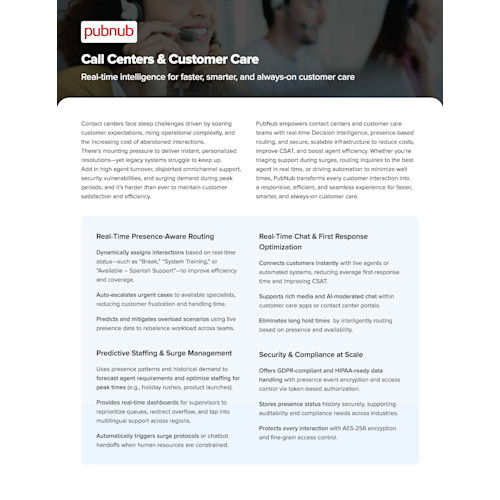 PubNub for Call Centers & Customer Care