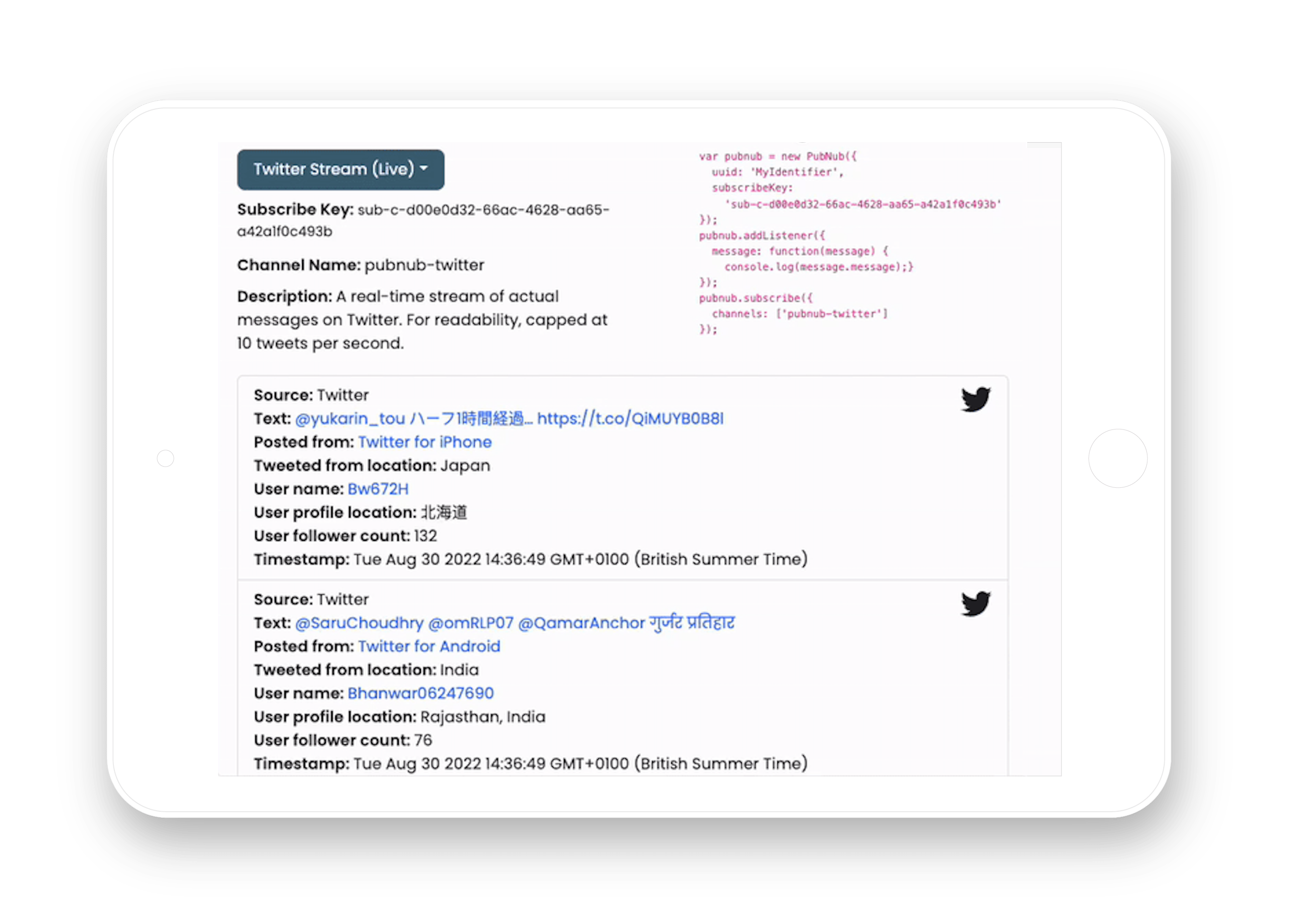 Dashboard Developer Path Tablet A tablet screen is showing Data Streaming & Dashboards Developer Path