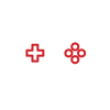 Gaming White Icon Black and red game controller icon indicating electronic gaming content.