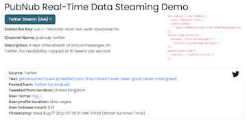 Data Streaming Demo image Image showing real-time data streaming